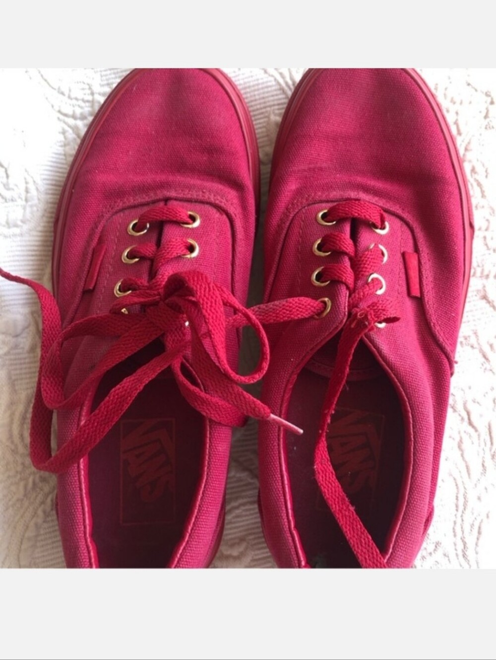 Vans Era Gold Mono Crimson Red Unisex Shoes